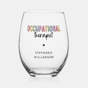 Personalized Occupational Therapist OT Gifts Stemless Wine Glass