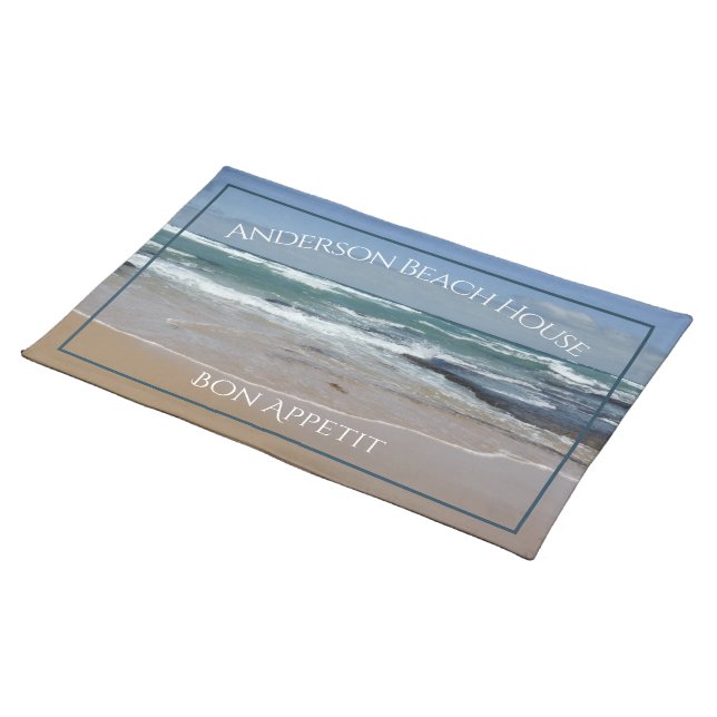 Personalized Ocean Beach Cloth Placemat (On Table)