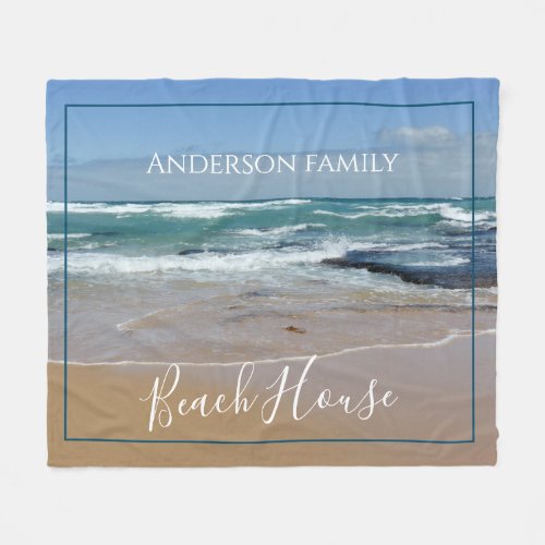 Personalized Ocean Beach Fleece Blanket