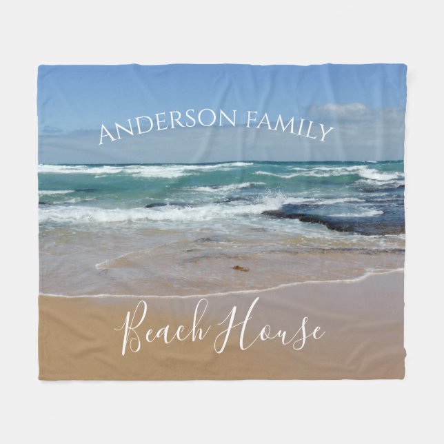 Personalized Ocean Beach Fleece Blanket (Front (Horizontal))