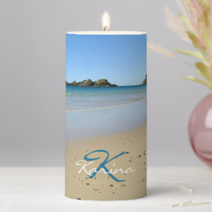 Personalized Ocean Beach Pillar Candle