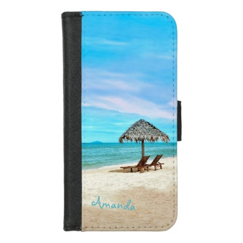 Personalized Ocean Beach Scene iPhone 87 Wallet Case
