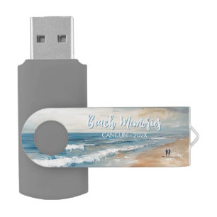 Personalized Ocean Beach Vacation Scene Flash Drive