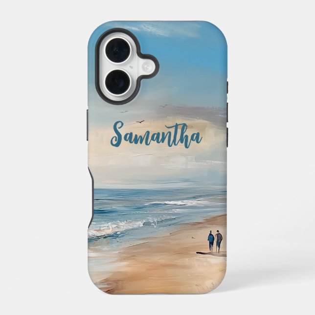Personalized Ocean Beach Vacation Scene iPhone Case (Back)