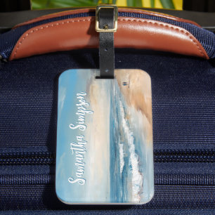 Personalized Ocean Beach Vacation Scene Luggage Tag