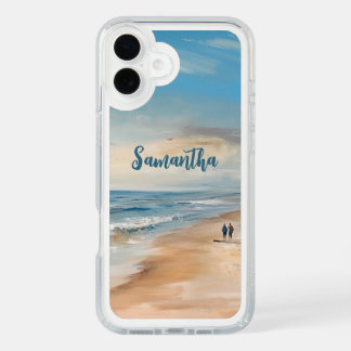 Personalized Ocean Beach Vacation Scene iPhone 16 Plus Case
