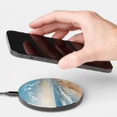 Personalized Ocean Beach Vacation Scene Wireless Charger (Hand)