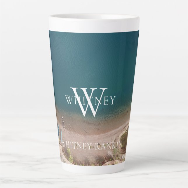 Personalized Ocean Beach View Latte Mug (Front)