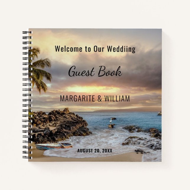 Personalized Ocean Beachfront Guest Book (Front)