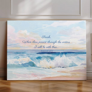 Personalized Ocean Bible Verse, Isaiah 43:2 Canvas Print