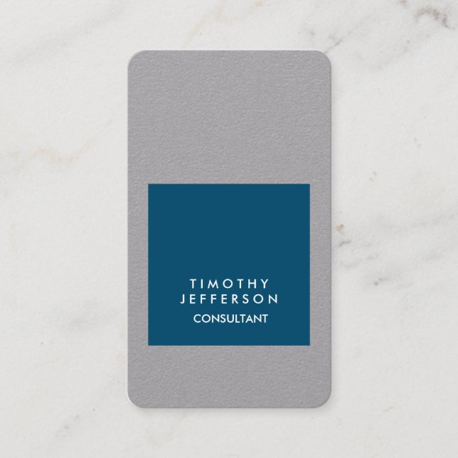 Personalized Ocean Blue Grey Elegant Modern Business Card (Front)