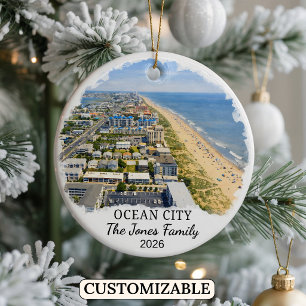 Personalized Ocean City Ornament, Custom Maryland Ceramic Ornament
