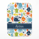 Personalized Ocean Creatures Baby Burp Cloth Personalized Ocean Creatures Baby Burp Cloth