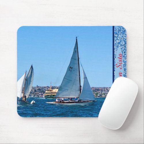 Personalized Ocean Sailboats Mouse pad