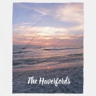 Personalized Ocean Sunset Fleece Blanket