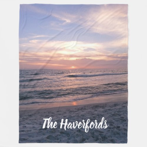 Personalized Ocean Sunset Fleece Blanket