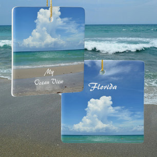 Personalized Ocean View Name Your Beach Ceramic Ornament