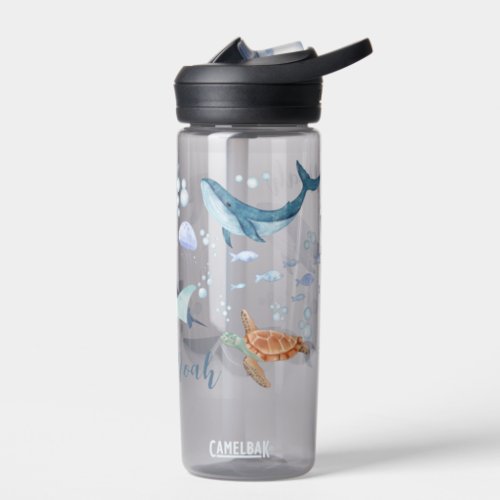 Personalized Ocean Water Bottle Whale Turtle Fish