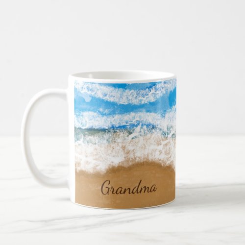 Personalized Ocean Waves Crashing on Sandy Beach Coffee Mug
