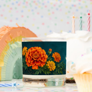 Personalized October Birth Flower Marigold Design Scented Candle