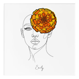 Personalized October Birth Flower Portrait Acrylic Print