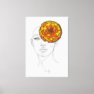 Personalized October Birth Flower Portrait Canvas Print