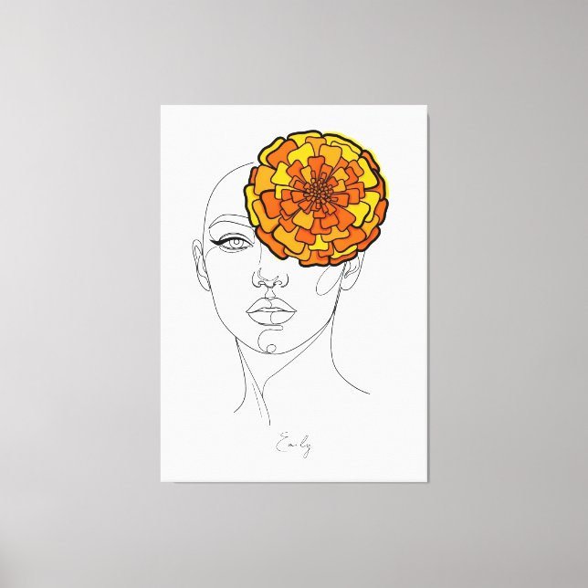 Personalized October Birth Flower Portrait Canvas Print (Front)