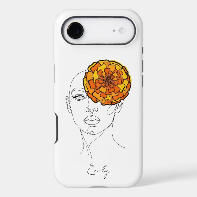 Personalized October Birth Flower Portrait Case-Mate iPhone Case (Back)