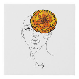 Personalized October Birth Flower Portrait Faux Canvas Print