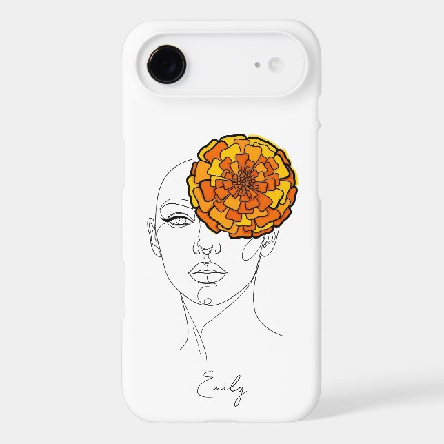 Personalized October Birth Flower Portrait iPhone Case (Back)