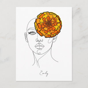 Personalized October Birth Flower Portrait Postcard