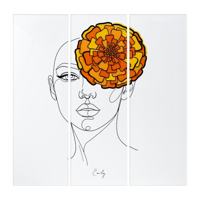 Personalized October Birth Flower Portrait Triptych (Front)