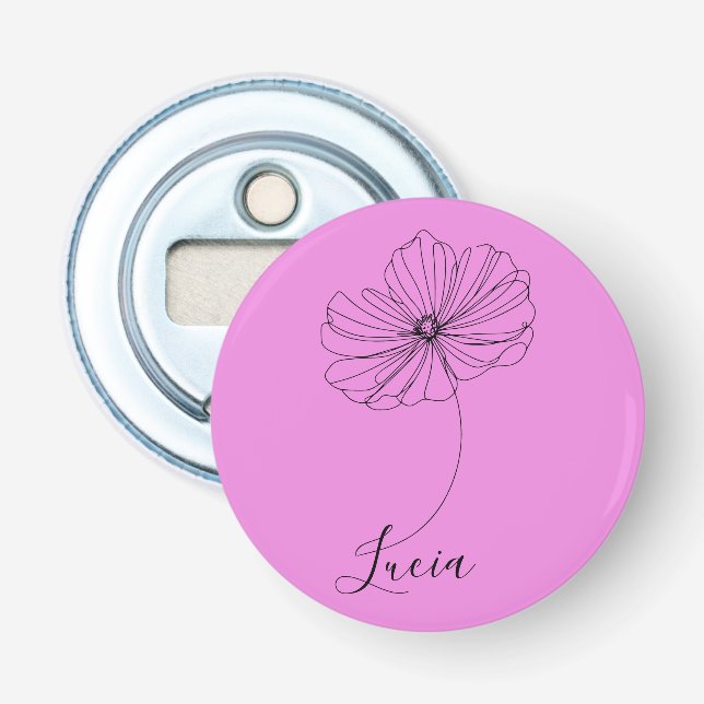 Personalized October Cosmos Birth Flower Gift  Bottle Opener (Front)