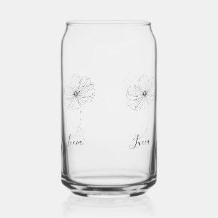 Personalized October Cosmos Birth Flower Gift Can Glass