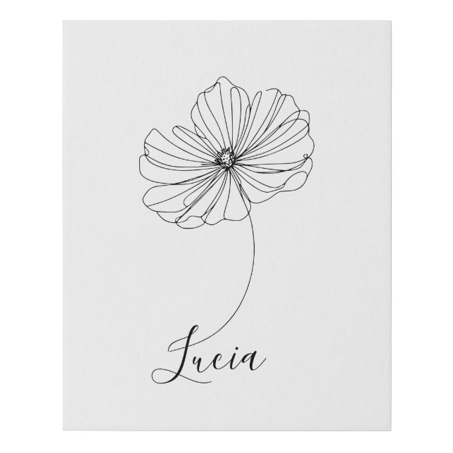 Personalized October Cosmos Birth Flower Gift  Faux Canvas Print (Front)