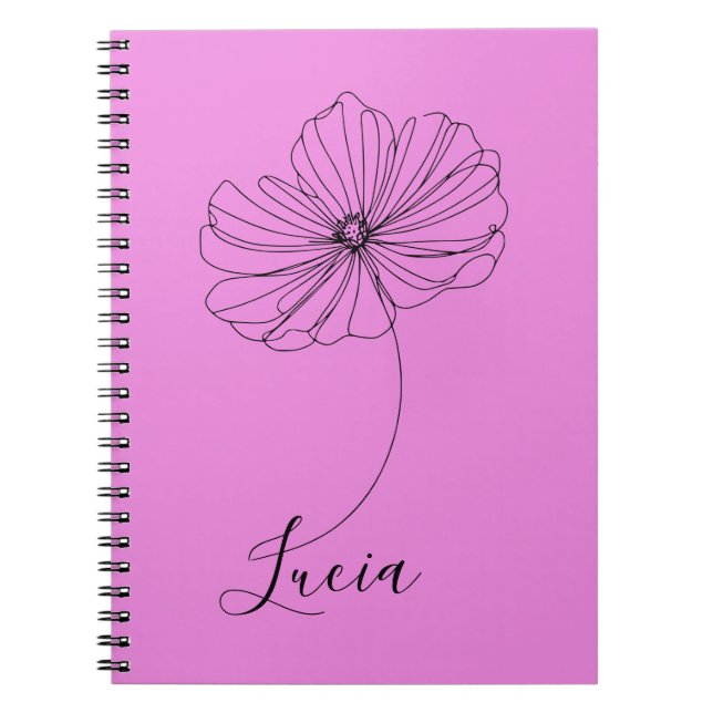 Personalized October Cosmos Birth Flower Gift  Notebook (Front)
