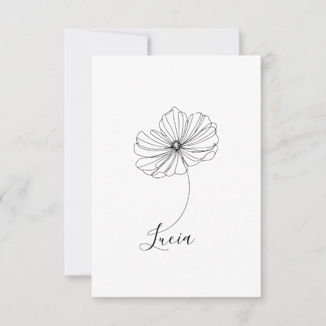 Personalized October Cosmos Birth Flower Gift  Thank You Card (Front)
