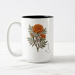 Personalized October Marigold Birth Flower Mug