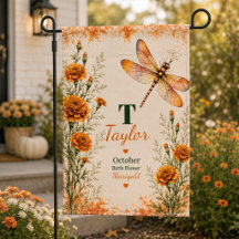 Personalized October Marigold Dragonfly