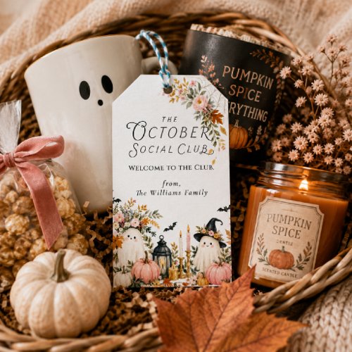 Personalized October Social Club Boo Basket Gift Tags