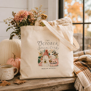 Personalized October Social Club Ghost Tote Bag
