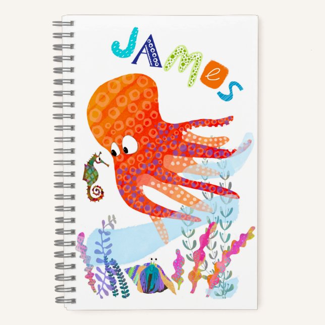 Personalized Octopus and Ocean Friends Notebook (Front)
