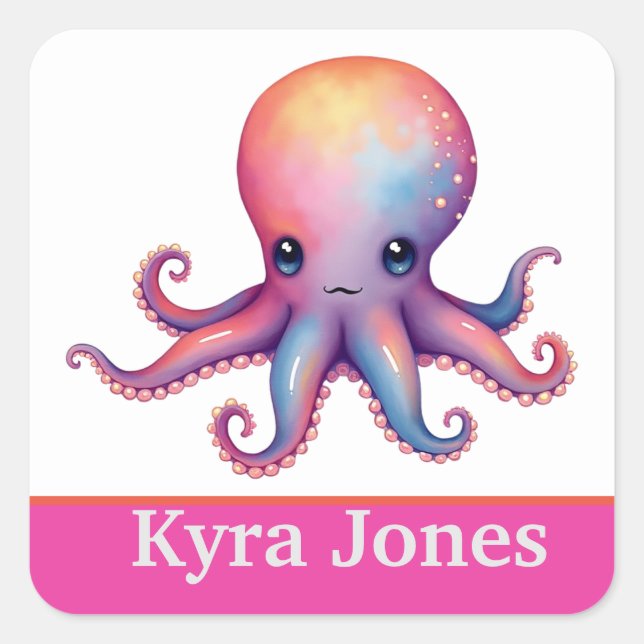 Personalized octopus stickers colorful (Front)