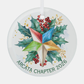 Personalized OES Star and Holly Ornament