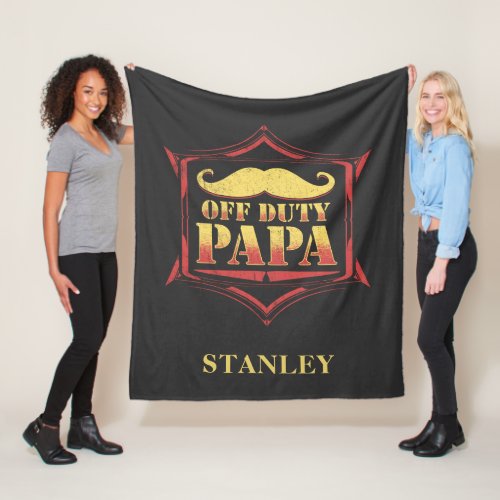 Personalized Off Duty Papa Retired Dad Fleece Blanket