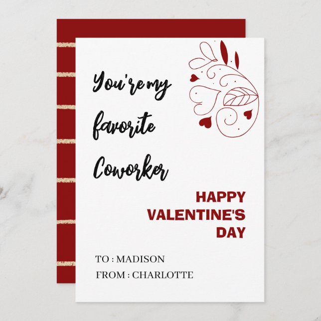  Personalized Office Coworker Valentines Day Card (Front/Back)