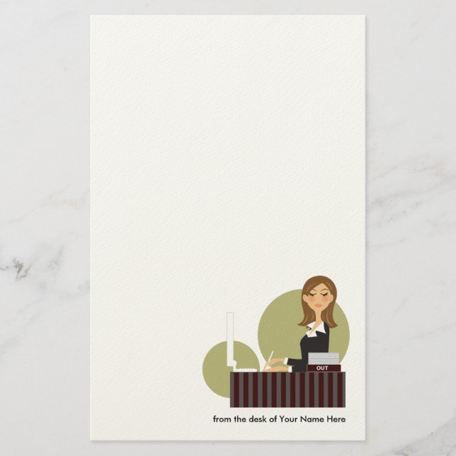 Personalized Office Girl Stationery (Front)