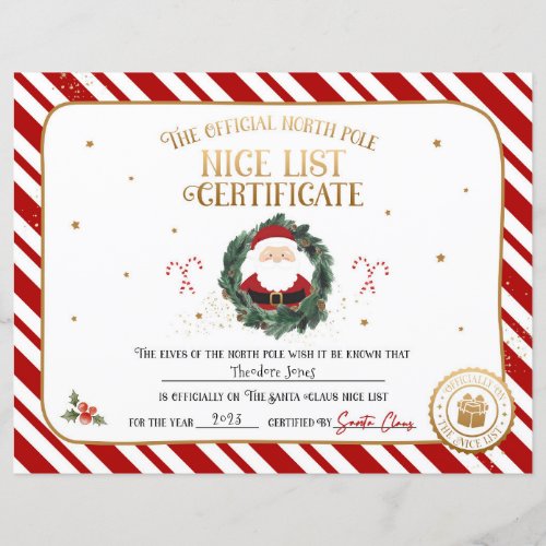 Personalized Official Nice List Certificate