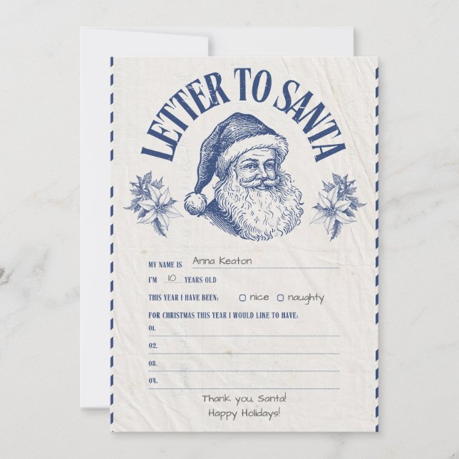 Personalized Official North Pole Letter From Santa Invitation (Front)