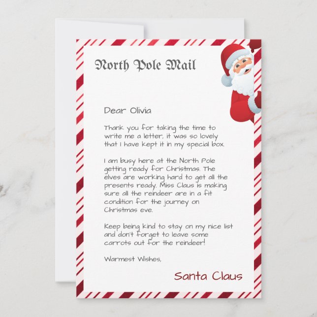 Personalized Official North Pole Letter From Santa Invitation (Front)